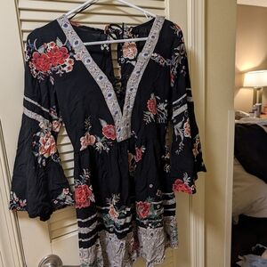 Floral Black Women's Top